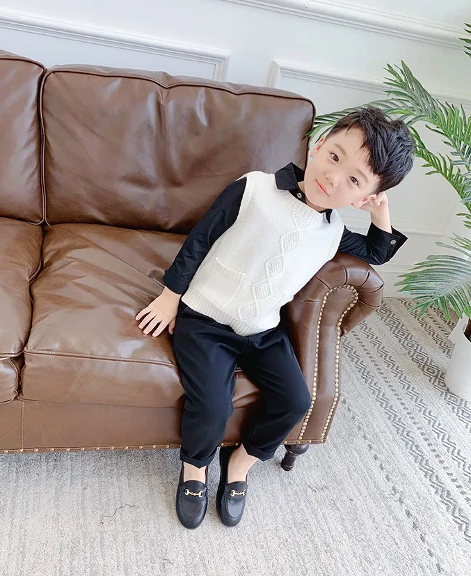 90-140cm height new autumn boys fashion knitted vest kids spring autumn clothing boys casual vest