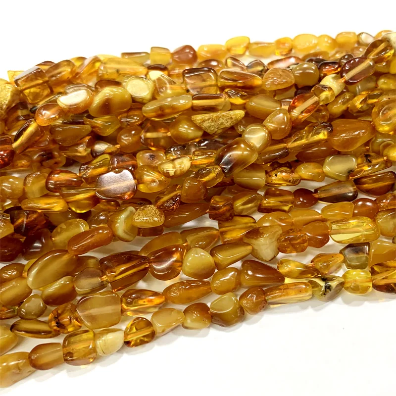 

Veemake Russia Amber DIY Necklace Bracelets Earrings Women's Natural Crystal Nugget Chip Loose Beads For Jewelry Making 06396