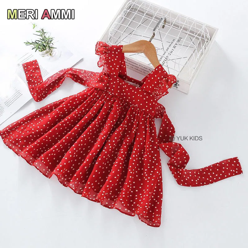 Платье детское кружевное без рукавов с красным бантом на Рождество От 2 до 7 лет |