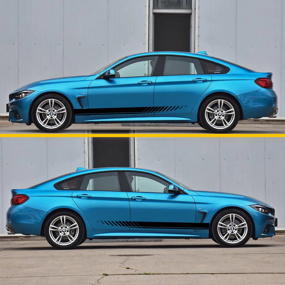 

2Pcs Car Side Stripes Side Stripe Skirts Graphics Vinyl Sticker Decals Racing Sport Automobiles Body DIY Wrap Car Accessories