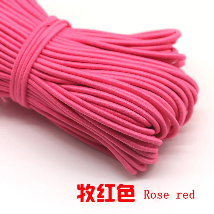 Rose Red 10 м/лот, 24 цвета, высокое качество, 3 мм, цветная круглая эластичная повязка, резиновая эластичная веревка, ювелирные браслеты, веревка для улицы, веревка, E-2 - Цвет: Rose Red