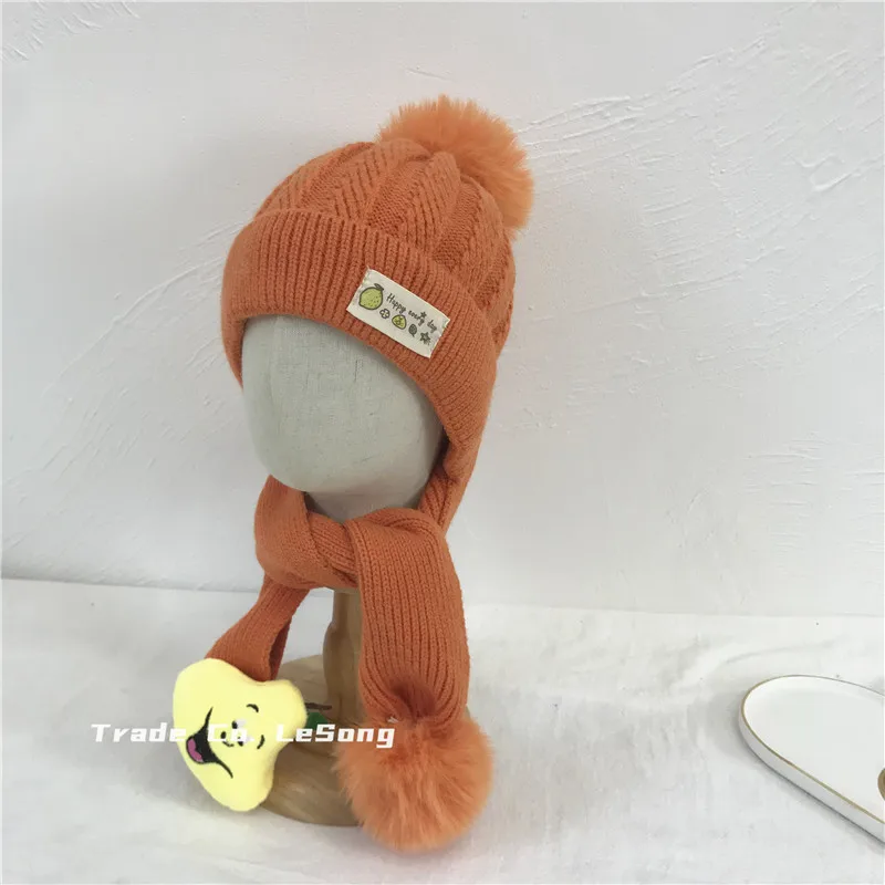 Модная хлопковая детская вязаная шапка шарф осень-зима Детский шарф-воротник