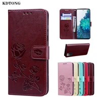 luxury leather wallet case for galaxy s20 fe m51 a51 a71 a41 a11 a31 s20 ultra s10 lite flip cover pu 3d embossed rose phone bag