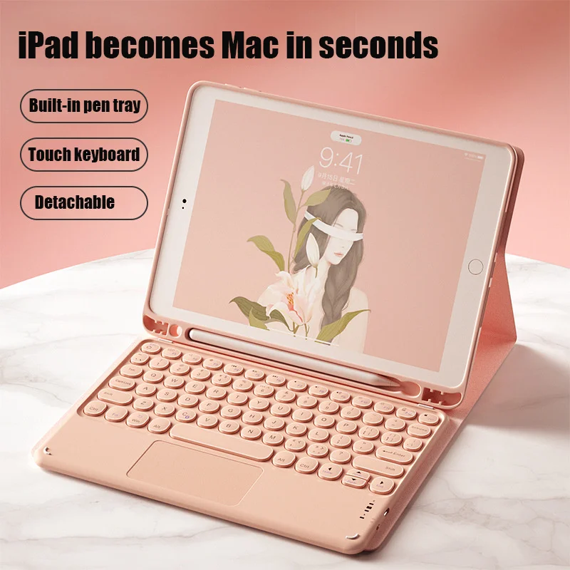 

Волшебная сенсорная клавиатура для iPad 10,2, чехол для клавиатуры для Apple iPad 9,7 2017 2018 Air 2 3 4 Pro 9,7 10,5 11 2019 2020 2021 8th