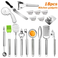 18 piece kitchen tool multi function set whisk silicone oil sweep pizza cutter stainless steel household appliances