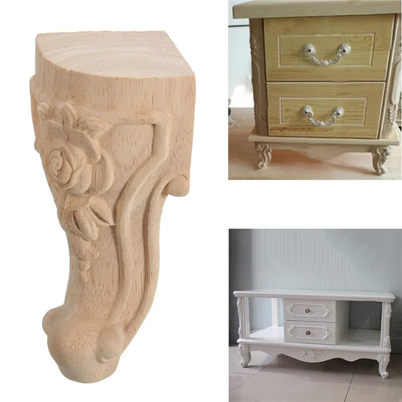 

1PC European Style Solid Wood Carving Furniture 10x5.5cm TV Cabinet Seat Feet High Quality Small Fresh Accessories