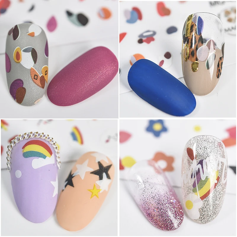 1 шт. абстрактные женские наклейки для ногтей 3d дизайна с тропическими листьями