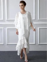 2020 new amazing high low white lace mother of the bride dresses with shawl jewel neck mother of groom gowns sleeveless