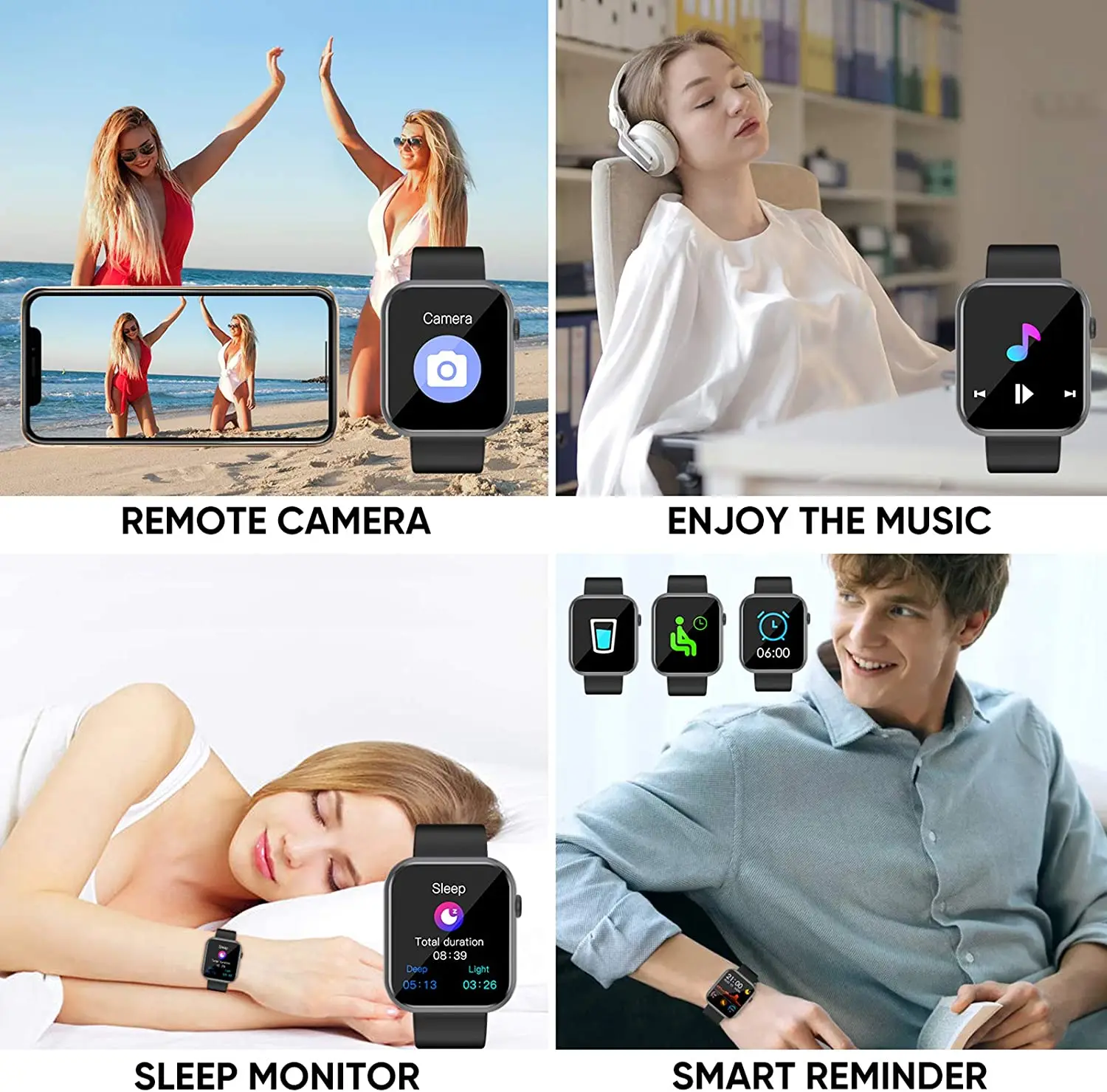 

Smart Watch,Fitness Tracker Heart Rate Monitor,IP67 Waterproof Pedometer Smartwatch Compatible with iOS Android for Men Women