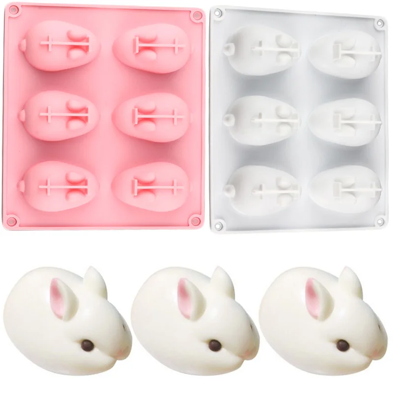 

6 Cavity Easter Rabbit Silicone Mold Bunny Soap Resin Moulds Mousse Cake Baking Molds Dessert Cupcake Jelly Ice Cube Tray Mould