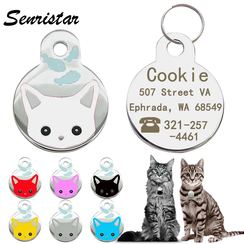 Персонализированная идентификационная бирка для домашних животных кошек