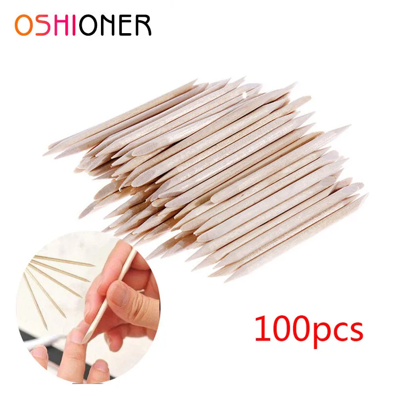 Двухсторонняя деревянная палочка для удаления кутикулы 100 шт. инструмент