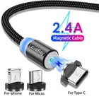 Магнитный светодиодный USB-кабель Lovebay, кабель для быстрой зарядки типа C, кабель Micro USB, магнитное зарядное устройство для IOS, Iphone 11, Samsung