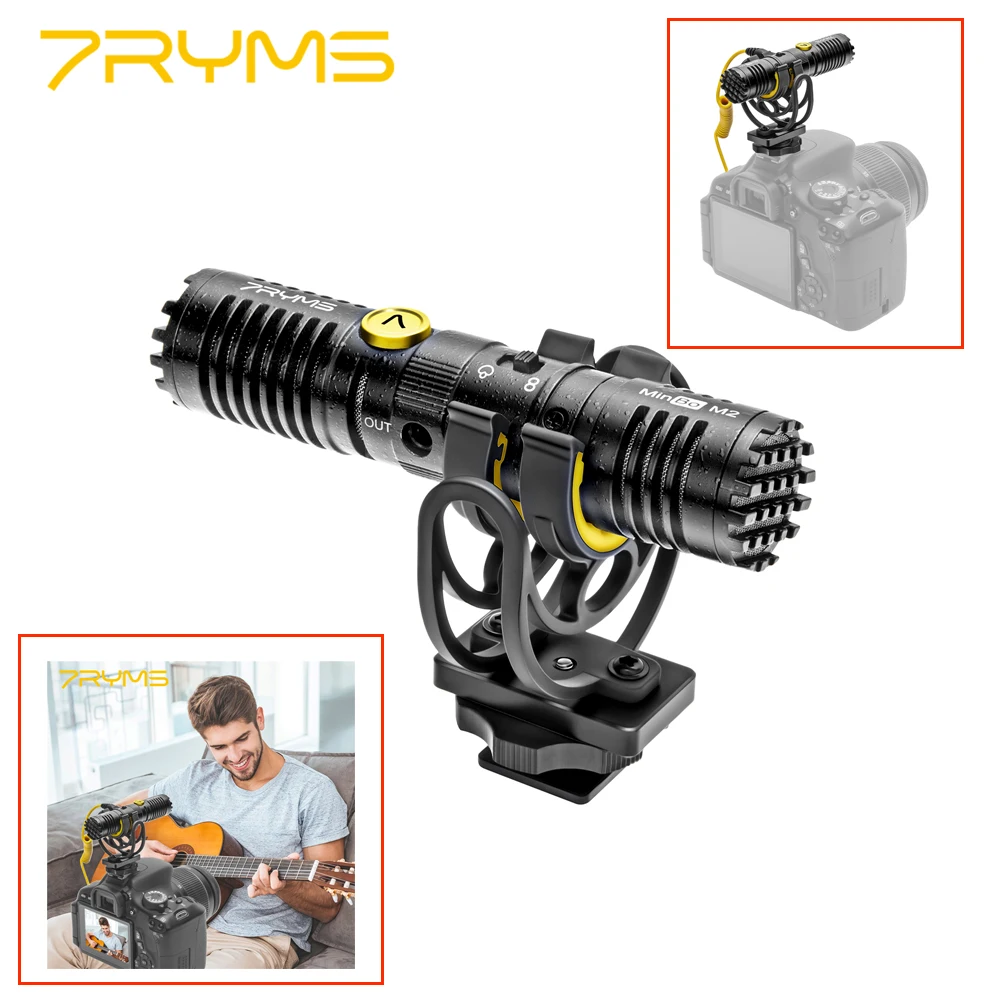 

7RYMS MinBo M2 Two-way Bi-directional Mini Shotgun Microphone for DSLR Camera/Smartphone Video Recording Volgging(3.5mm TRS)