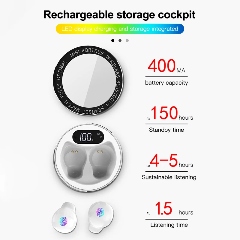 

SQRMINI X26 Ultra TWS Earp Mini Wireless TWS Earphone Hidden Small Bluetooth Headset Touch Control Earbud With LED Power Display