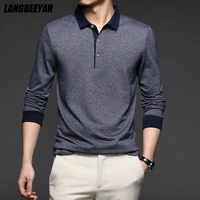 top grade new fashion brand men plain polo shirts for men solid color casual designer long sleeve tops mens clothing 2022