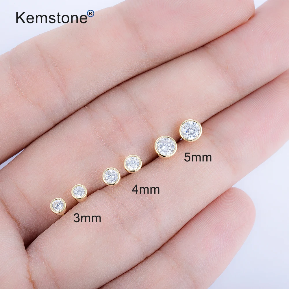 Kemstone модные 925 пробы серебряные белые круглые серьги с цирконием кубической огранки ювелирные изделия подарок для женщин