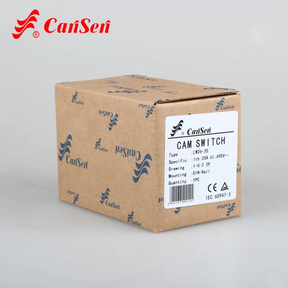CANSEN LW26-20 CA10 Ith 20A поворотный кулачковый переключатель 1-0-2 2 полюса 8 терминалов 35 мм монтаж на din-рейку