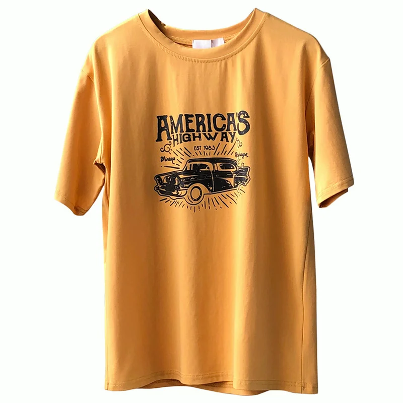 

Ins Short-sleeved Loose T-shirt Women 2021 Spring New Korean Graffiti Print Oversized Casual Round Collar Top Female