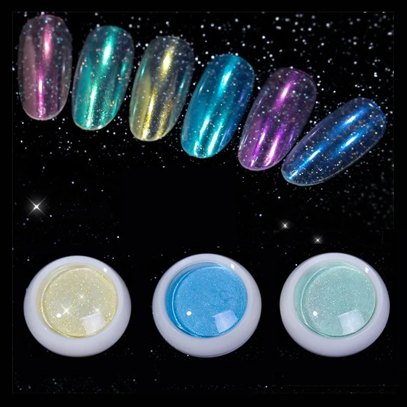 Прозрачная блестящая зеркальная пудра для ногтей Хромовый пигмент УФ гель