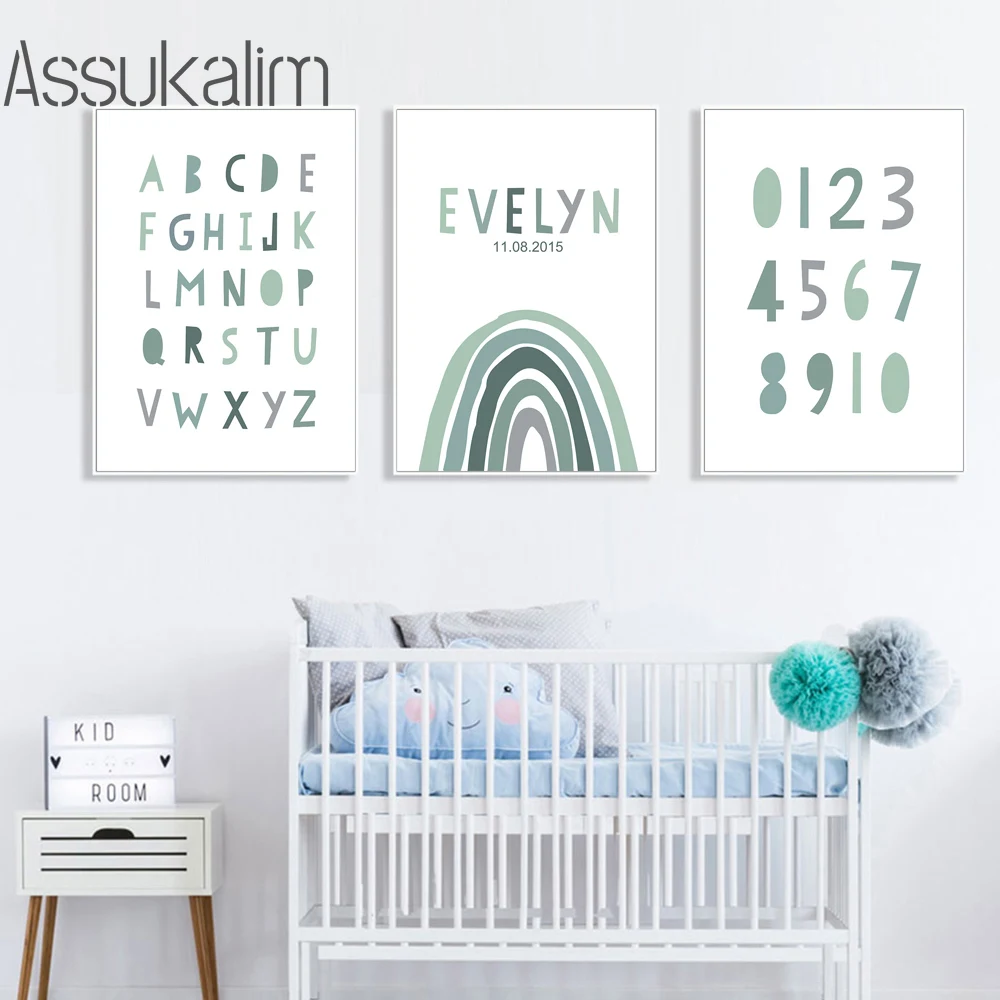 АБС-алфавит Художественная печать имени на заказ дата рождения радужная