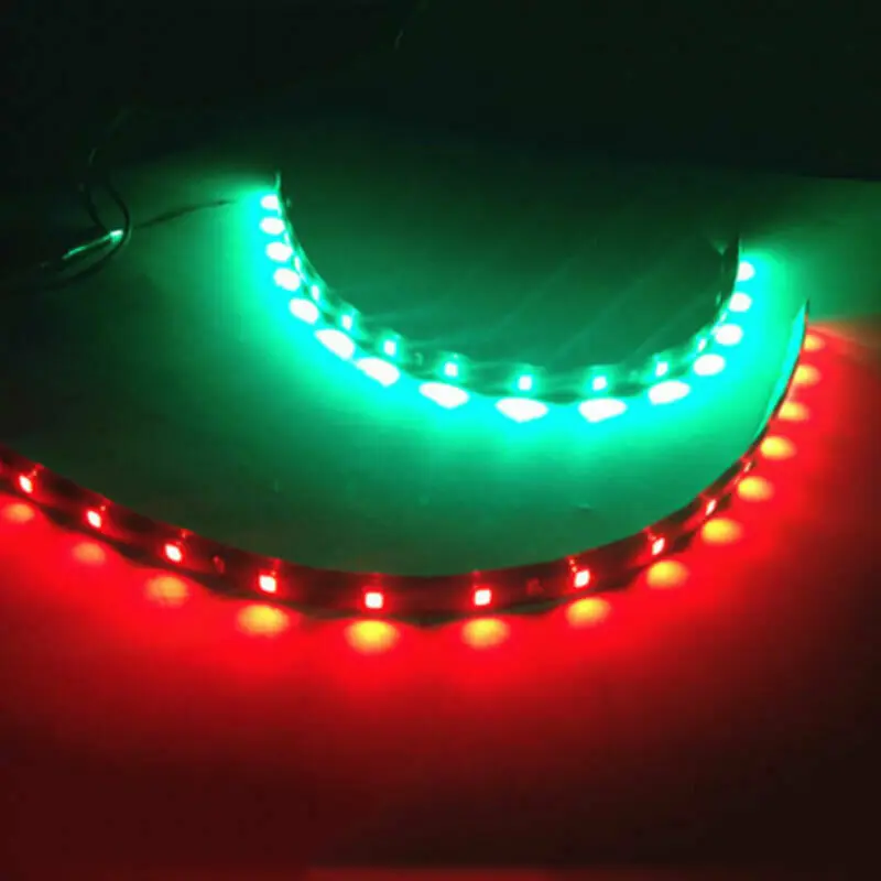 

2X 12inch 180 Degree Flexible LED Light Strip 3528 SMD Car Under Dash Light RED Green Waterproof
