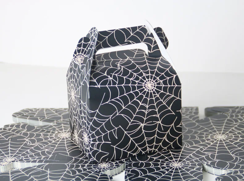 10 шт черные украшения для празднования Хеллоуина коробки леденец паутина