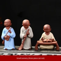 zen yixing clay small monk character tea carve teaware tea set chinese style ceramic samanera home decorations and accessories