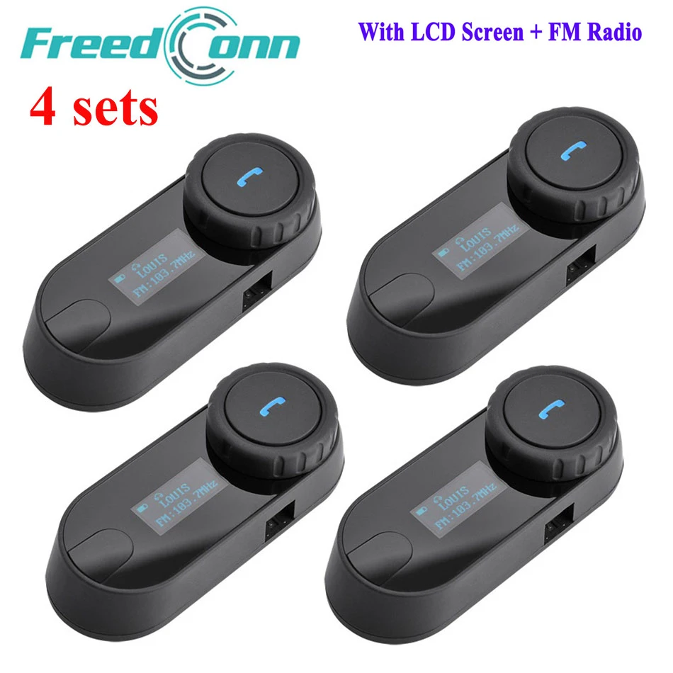 4 шт. FreedConn TCOM SC Bluetooth BT Мотоциклетный шлем Интерком Гарнитура с ЖК экраном + FM