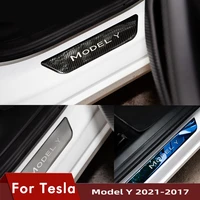 modely door sill decoration wrap cover for tesla model y 2021 accessories pedal protection strip model y carbon fiber