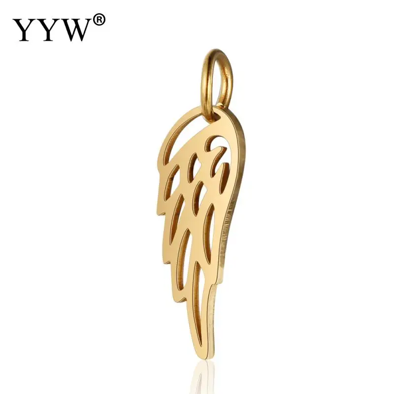 Fashion Unisex Stainless Steel Pendants Hollow Wing Gold Silver Rose 10pcs/Lot Pendentif For Jewelry Making Wholesale | Украшения и