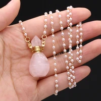 natural semi precious stone perfume bottles pendant rose quartz two accessories for free for jewelry making necklaces gift