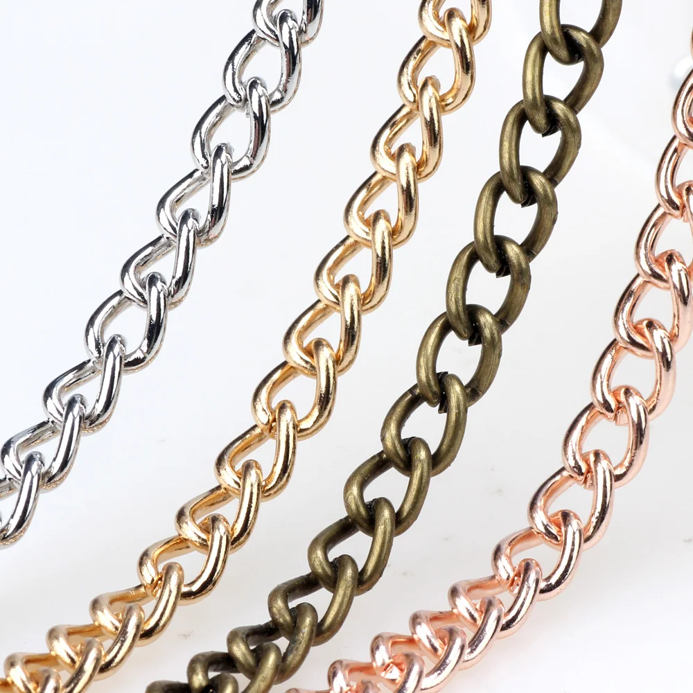 

6*8MM 1M/Lot Punk Metal Gold/Rhodium/Bronze/Rose Gold Necklace/Bracelet for Men Women Curb Cuban DIY Chain making Jewelry