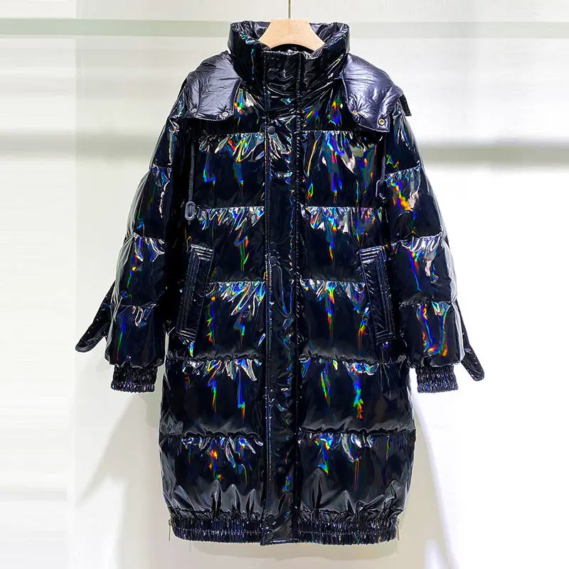 2020 Winter Women Down Coat Jacket Women's Mid-Length New Men And With The Same Style Couples Laser Shiny | Женская одежда