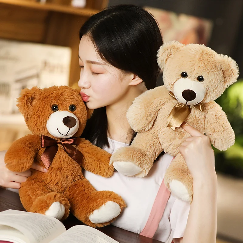 

Free Shipping 7 Colors Teddy Bear with Ribbon Stuffed Animal Bear Plush Toys for Children Doll Pillow Kids Lovers Birthday Gift