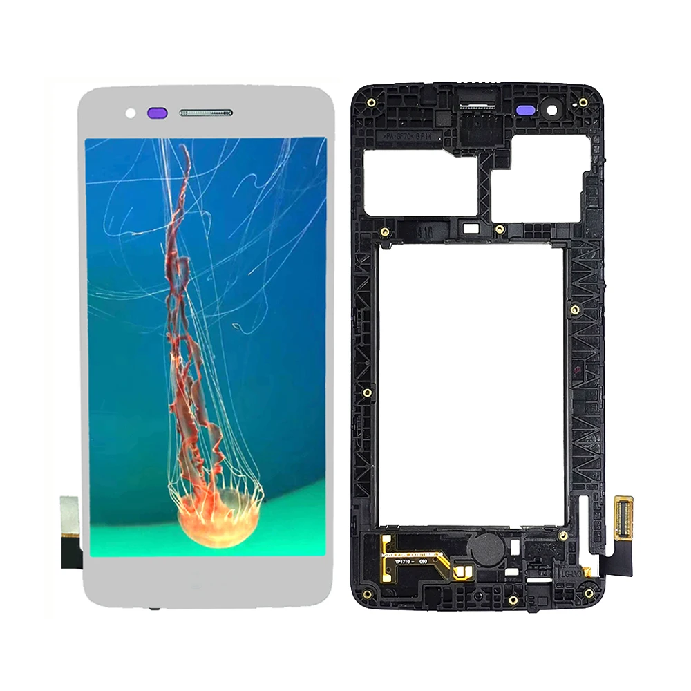 Silver With Frame Для LG K8 Aristo M200N M210 MS210 US215 ЖК-дисплей Дисплей кодирующий преобразователь сенсорного экрана в сборе с рамкой - Цвет: Silver With Frame