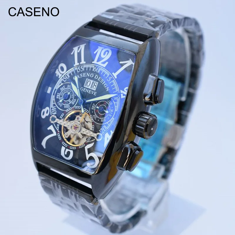 

Tourbillon Skeleton Automatic Mechanical Mens Watches Top Brand Luxury Military Sport Watch Stainless Steel Male Clocks CASENO