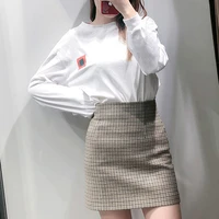 2020 new womens mini skirts girls high waist korean version plaid skirt zipper summer retro bud office ladies empire skirts