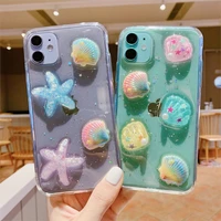 luxury shiny 3d shell starfish phone case for huawei p40 p30 p20 honor 9x 20 30 30s v30 pro plus soft silicone transparent cover