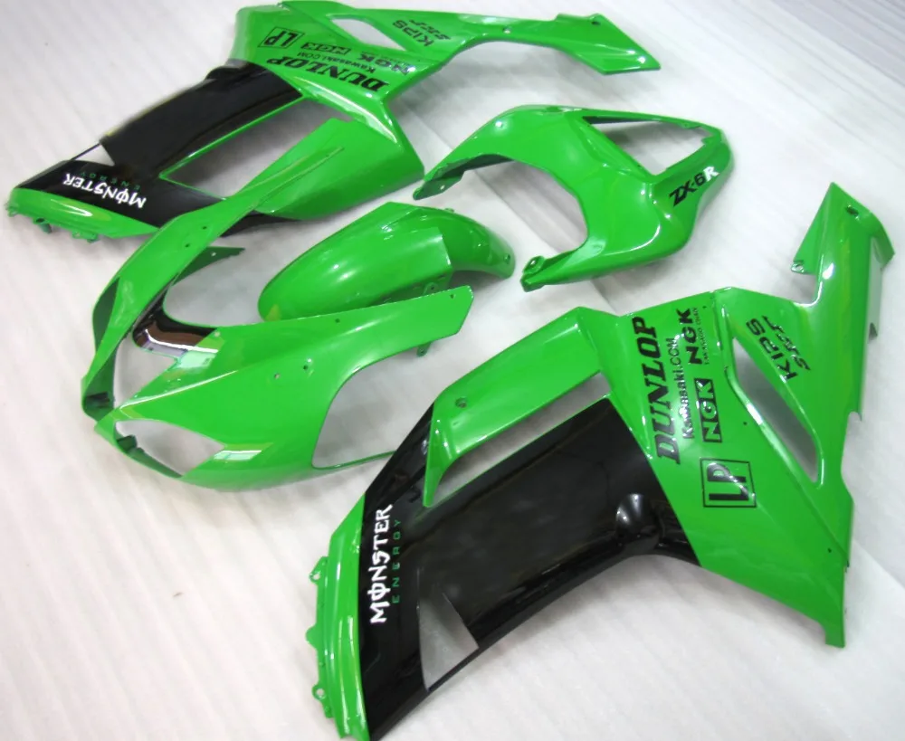 

Green Black Fairings FOR Kawasaki NINJA ZX 6R 636 07 08 ZX-6R 07-08 ZX6R 2007 2008 ZX 6R 07 08 & Rear Tail Cover