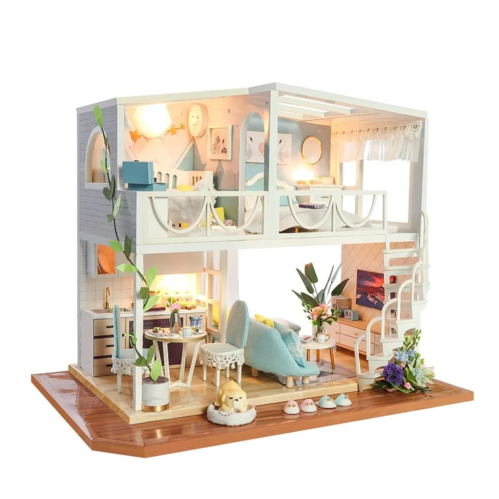 

Doll House Miniature Furniture Accessories Wooden Warm Attic Creative DIY Handmade