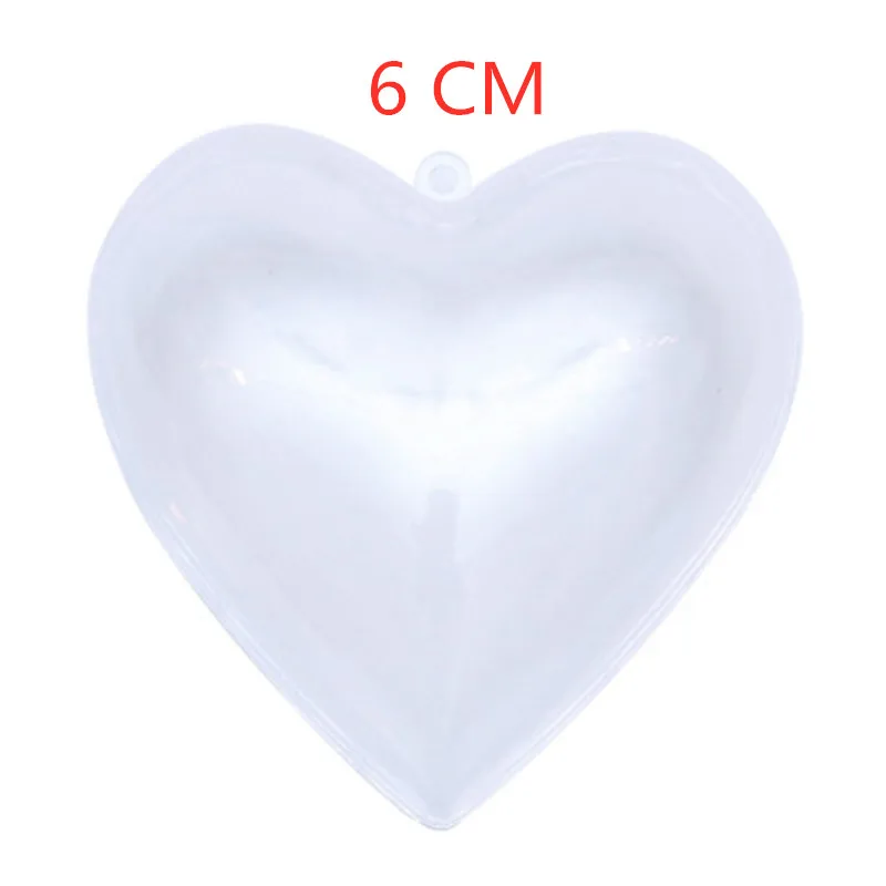 1 PC 6CM Heart 1 шт 6/8/10 см прозрачная открывающаяся задняя крышка для Пластик сердце на Рождество для девочек, купальная одежда украшения шар ясный орнамент из бамбука подарок коробка подарка украшения - Цвет: 1 PC 6CM Heart