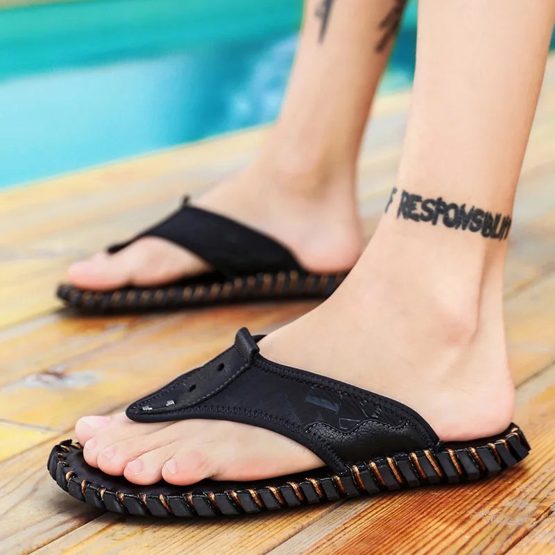 

Men's slippers sandals tenencia casual shoes breathable outdoor flip flops summer all-match beach shoes