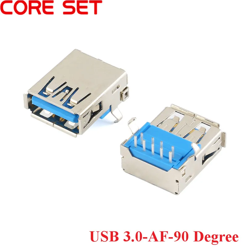 2Pcs USB 3.0 Type-A Female 9 Pin DIP Socket Connector