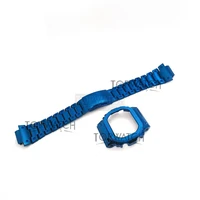 dw5600 blue stainless steel strap watch case accessories dw5000 dw5030 dw5035 metal bracelet outdoor sports bezel watchbands