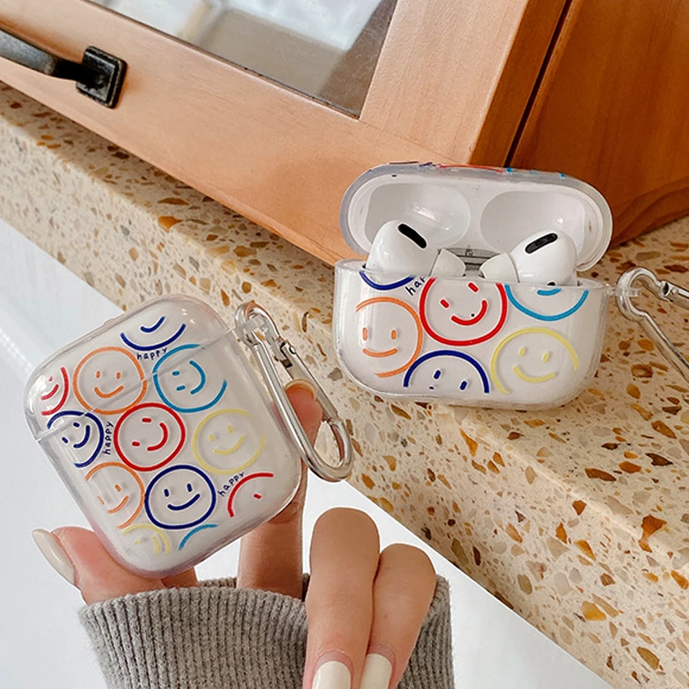Мягкий прозрачный чехол для наушников из ТПУ Smiley Apple Airpod pro 2 Airpods 1 s|Аксессуары