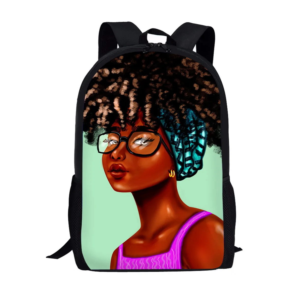 

Notebook backpack student school bag African girl 3d printing waterproof Oxford waterproof boy and girl cute small school bag