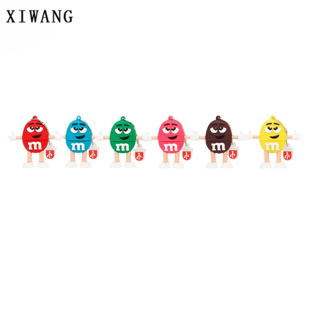 

cute cartoon M chocolate bean USB flash drive 64GB usb 2.0 4GB 8GB 32GB Pendrive 16gb memoria stick pen drive gift free shipping
