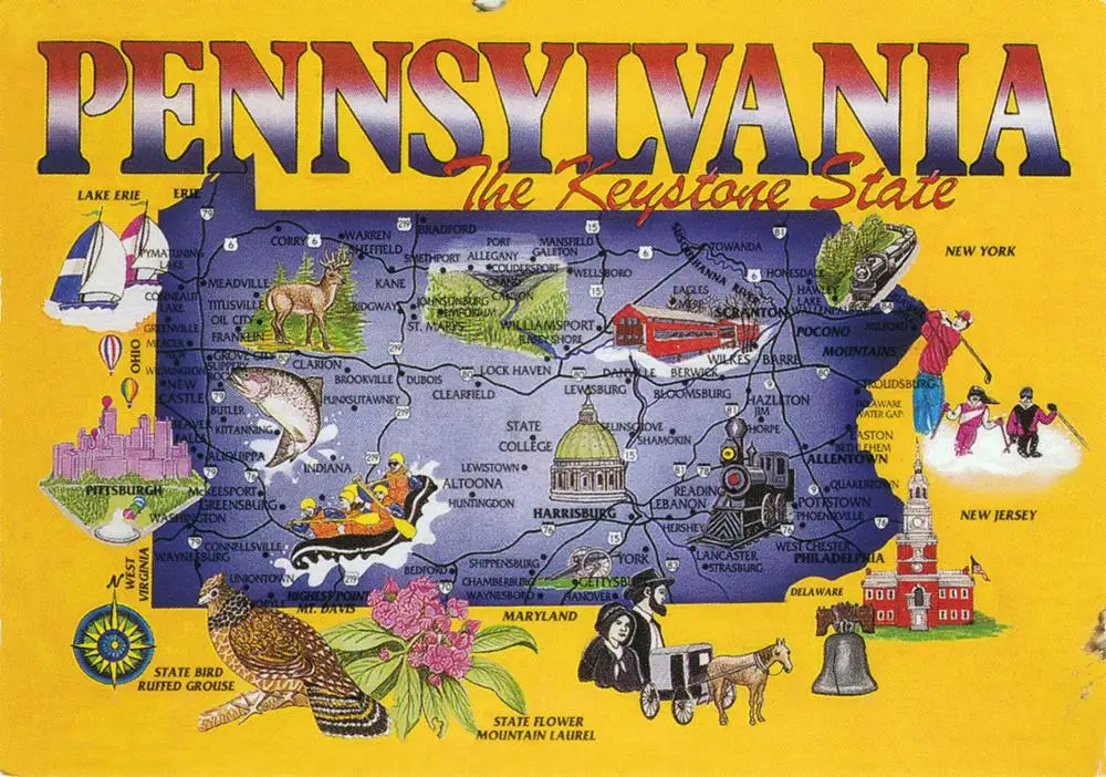 

400x300 мм large_tourist_map_of_pennsylvania_state jumbo магнит на холодильник