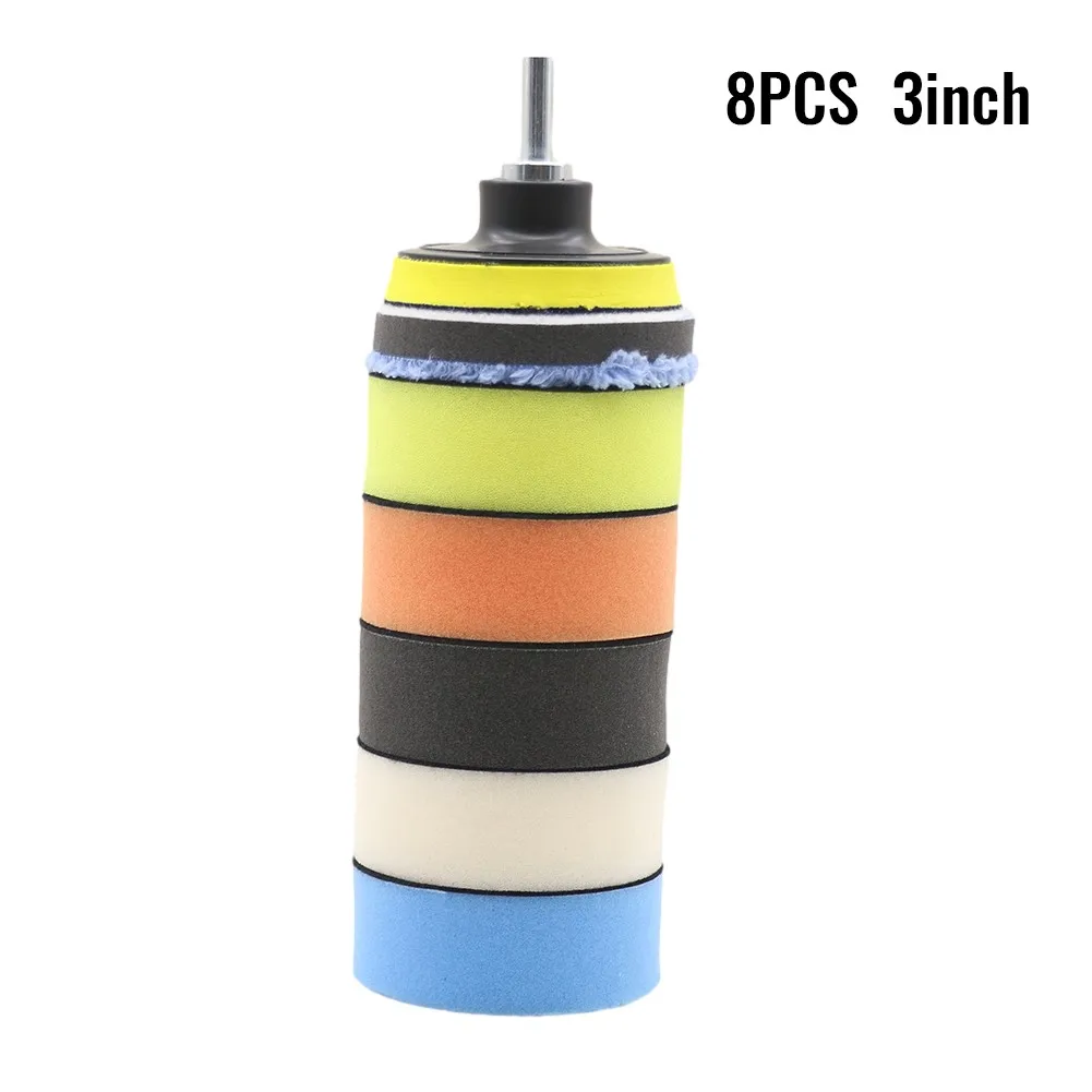 

8pcs 3Inch Car Buffing Pads Polishing For Drill Sponge Kit Waxing Foam Polisher Sponge Wool Wheel Polishing Pad For Car Polisher